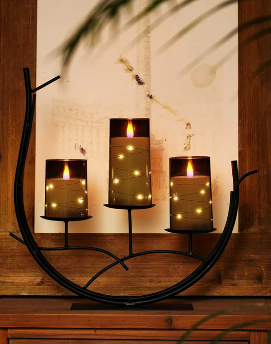 FLAMORA™ LED-KERZENSET MIT LICHTERKETTE