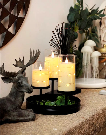 FLAMORA™ LED-KERZENSET MIT LICHTERKETTE